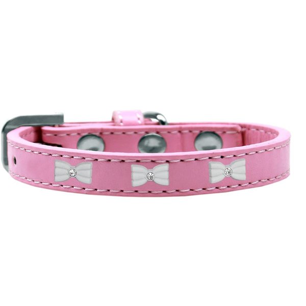 Mirage Pet Products White Bow Widget Dog CollarLight Pink Size 14 631-6 LPK14